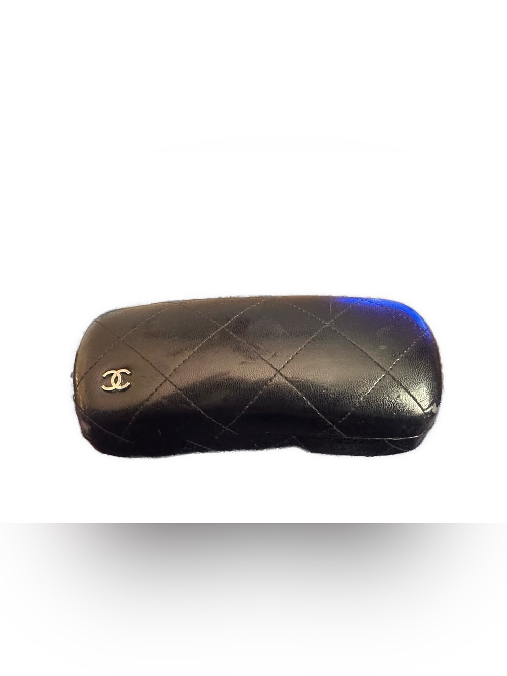 CHANEL VINTAGE Black Quilted Eyewear Case with CC Logo